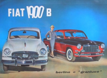 Fiat 1900 B Granluce Modellprogramm 1956 Automobilprospekt (3836)